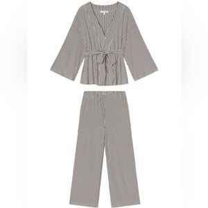 Lake Navy and White Stripe Kimono PJ